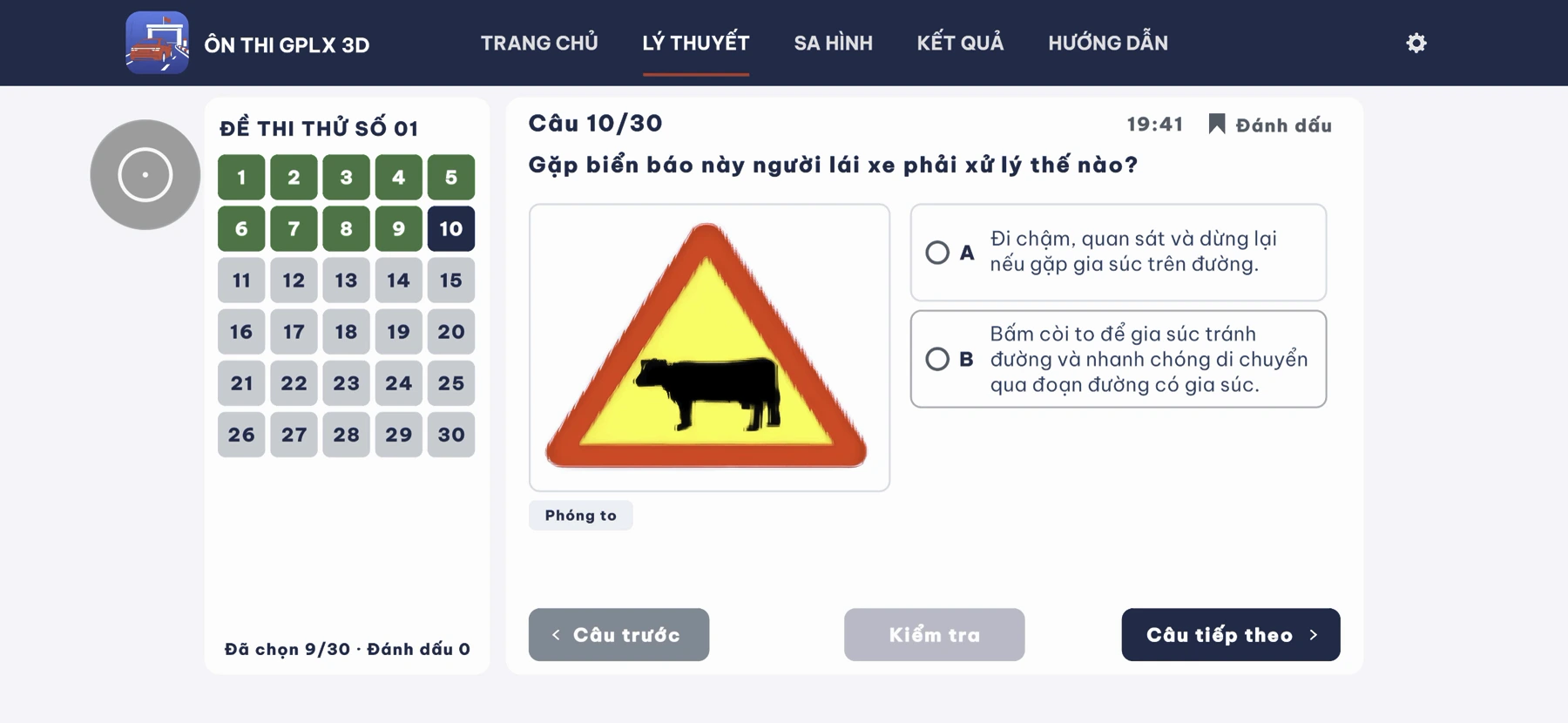 Ảnh thật của phần thi thử lý thuyết